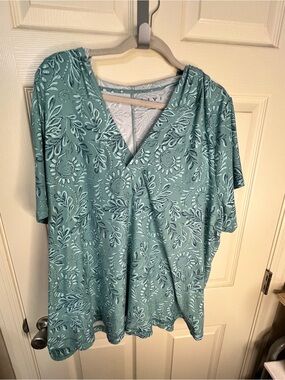 Women’s Teal Floral Livi V-Neck Top Sz 26/28